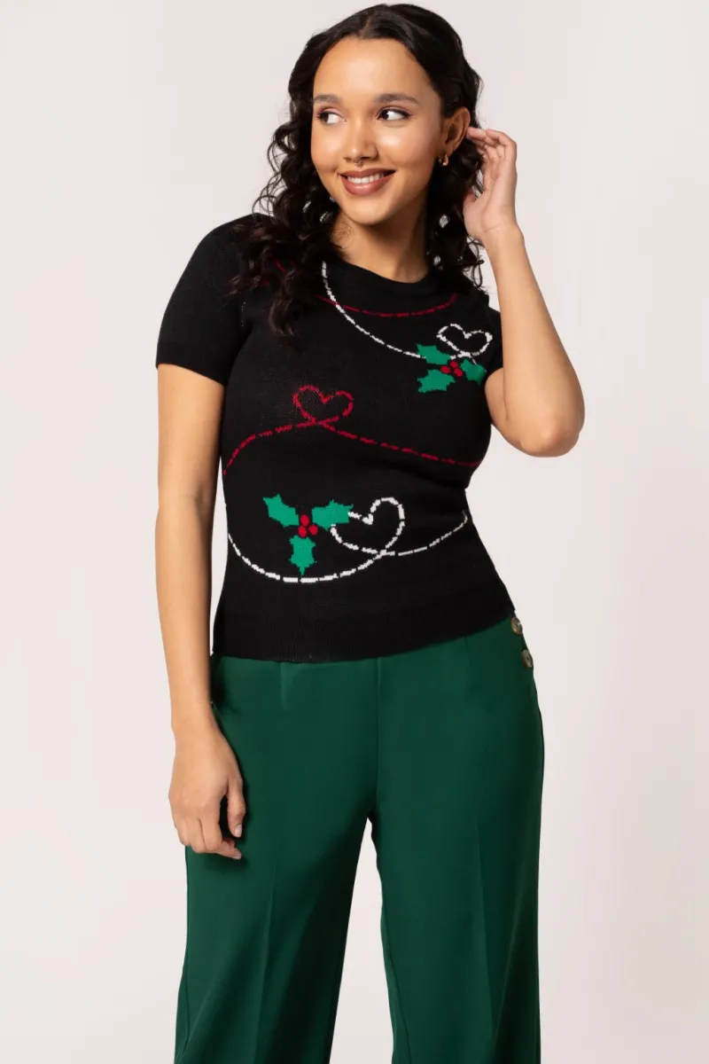 Hell Bunny Tops | Knitwear>Angelica Top Black