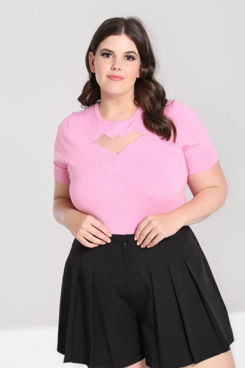 Hell Bunny Tops | Knitwear>Bat Top Pink
