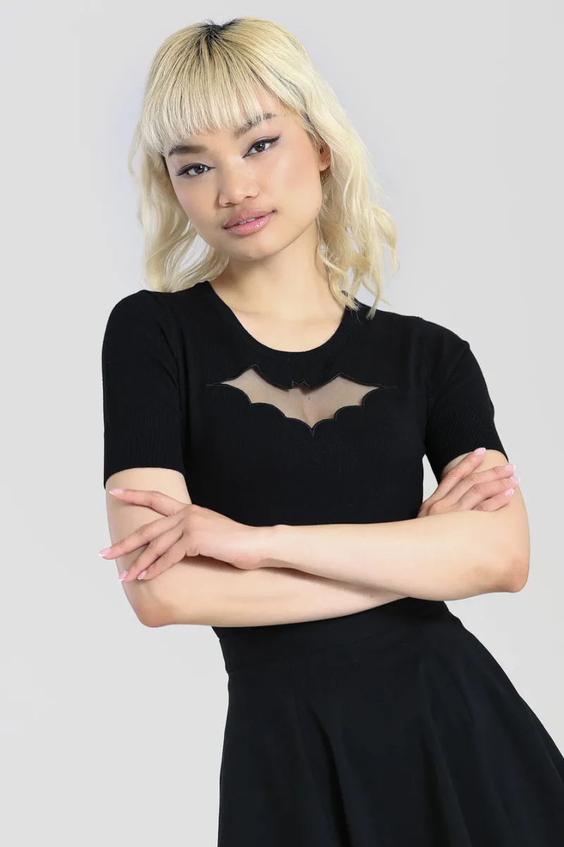 Hell Bunny Tops | Tops>Bat Top Black