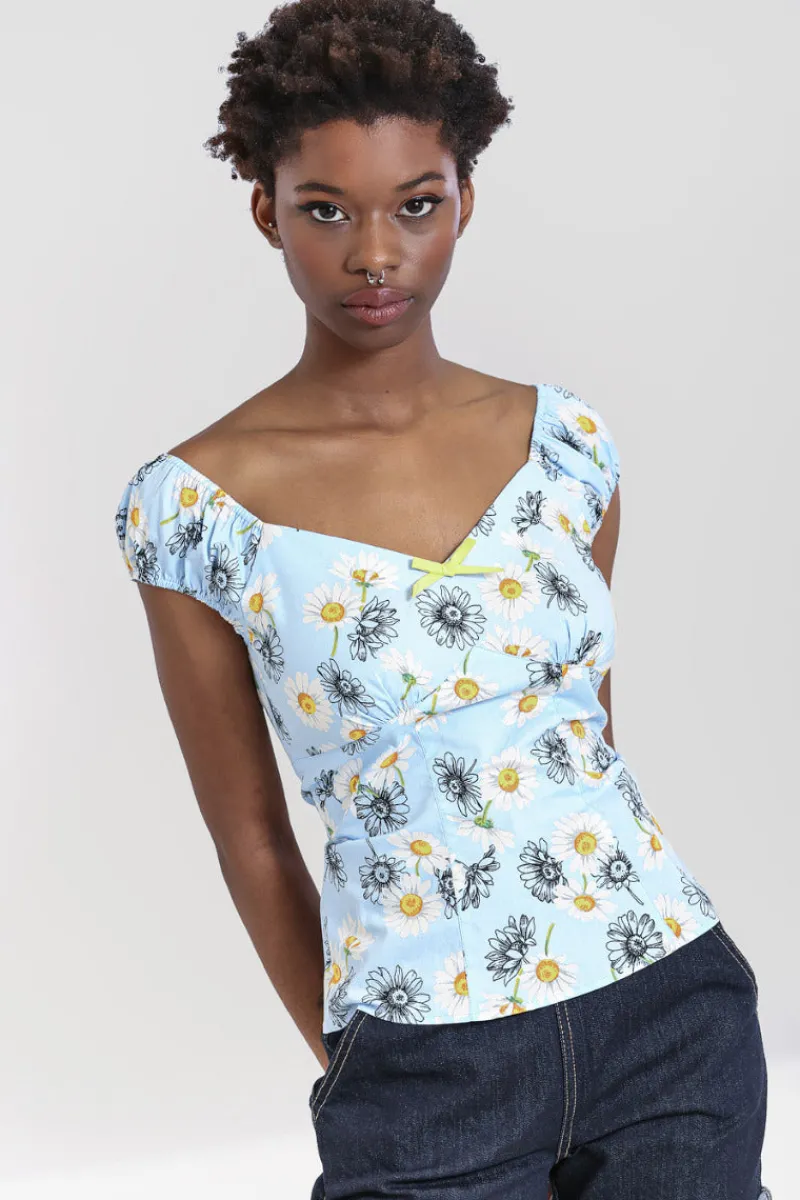Hell Bunny Tops | Tops>Daisy Top Blue