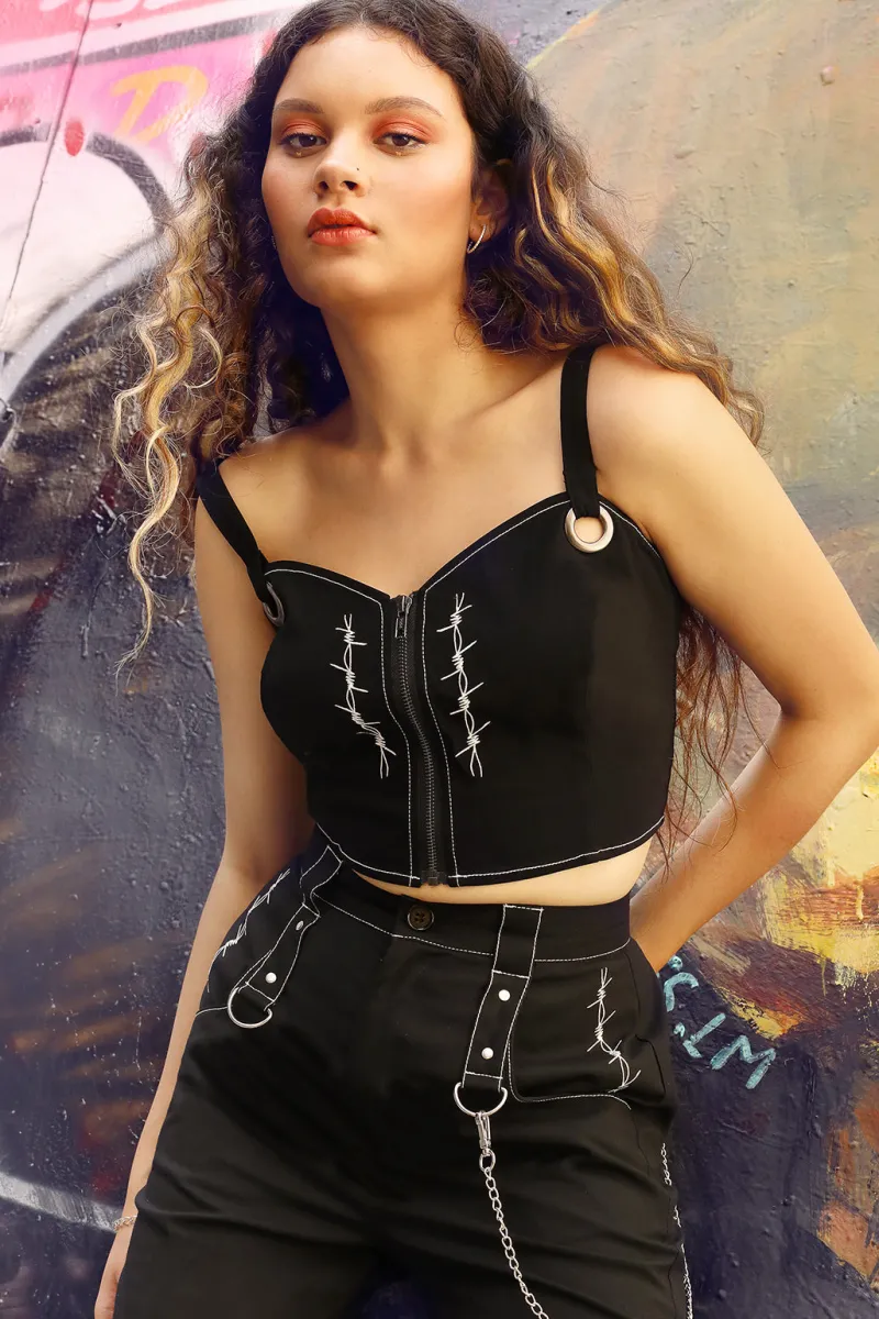 Hell Bunny Tops | Tops>Lennox Crop Top Black
