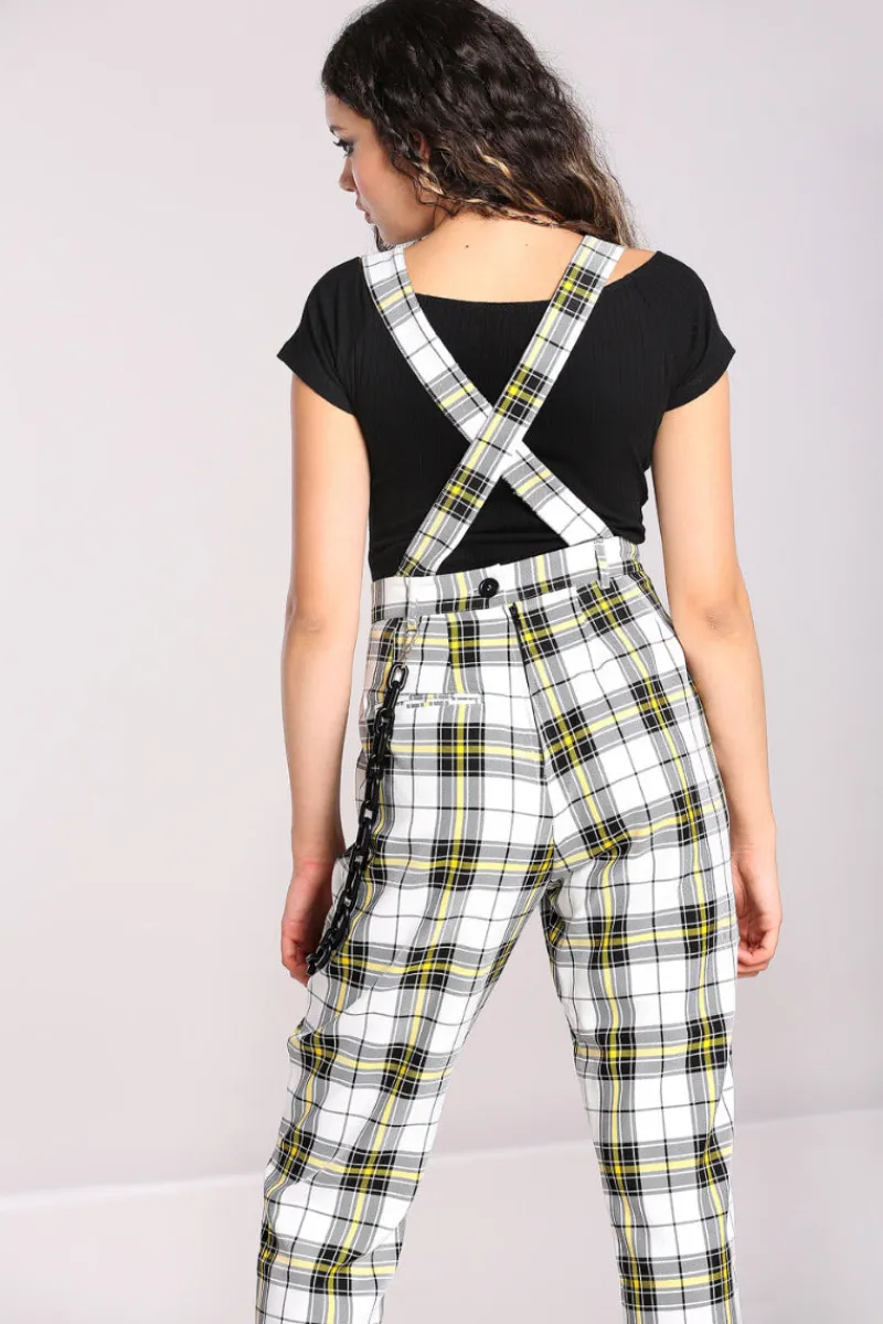 Hell Bunny Trousers & Shorts>Ludi Dungarees White