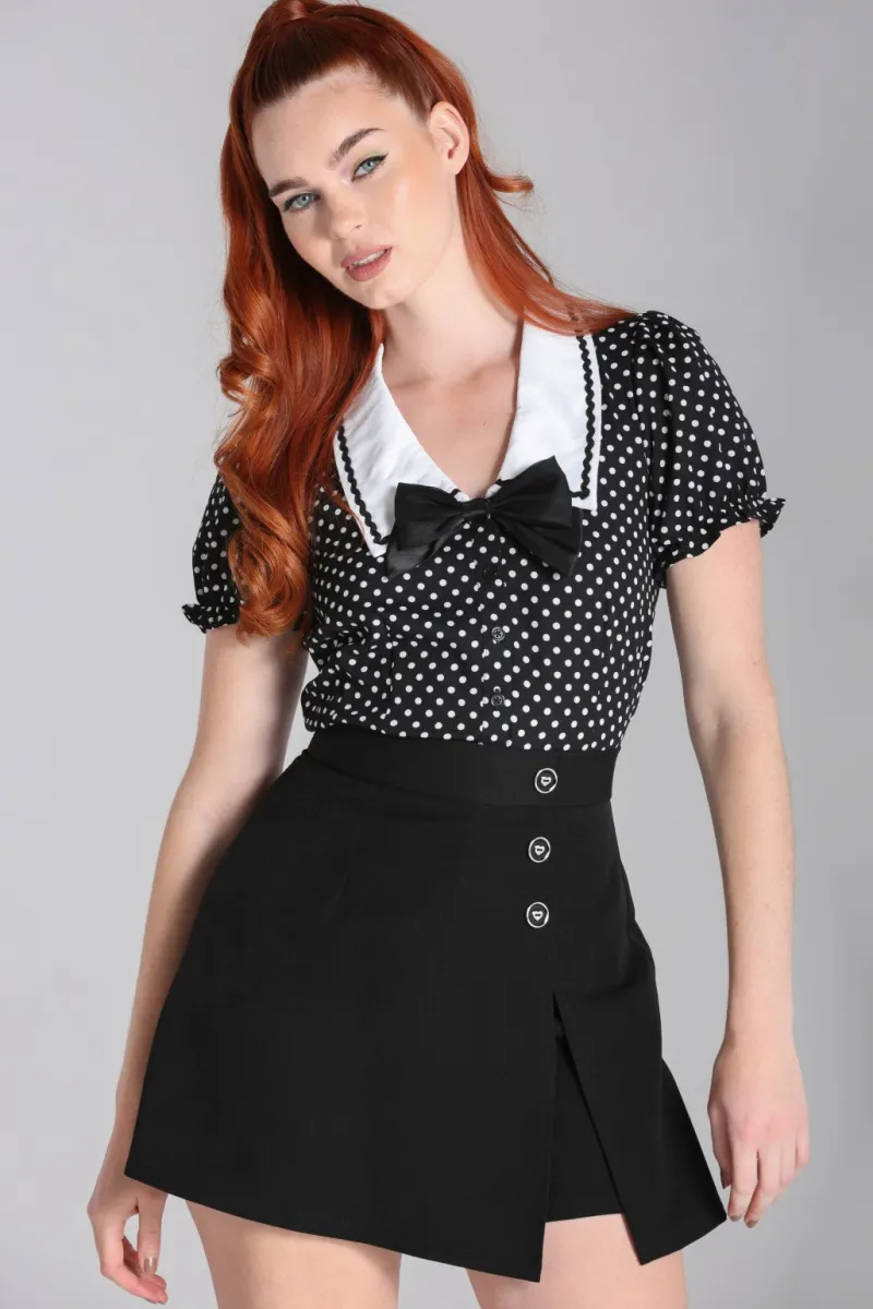 Hell Bunny Tops | Blouses>Naomi Blouse Black/White