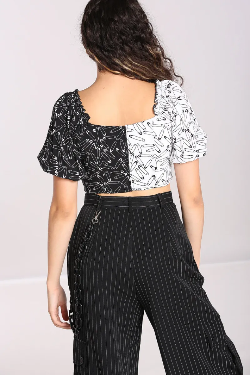 Hell Bunny Tops | Tops>Safety Pin Crop Top Black