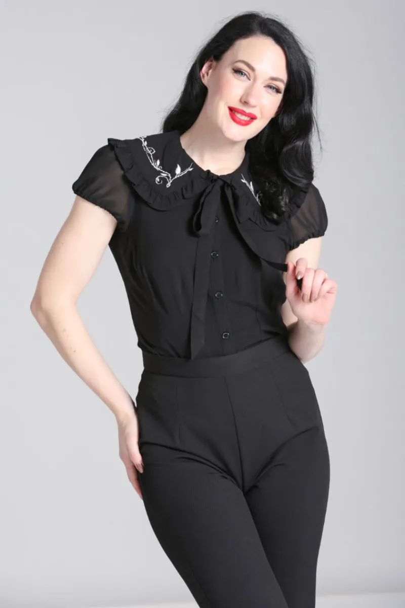 Hell Bunny Tops | Blouses>Vina Blouse Black