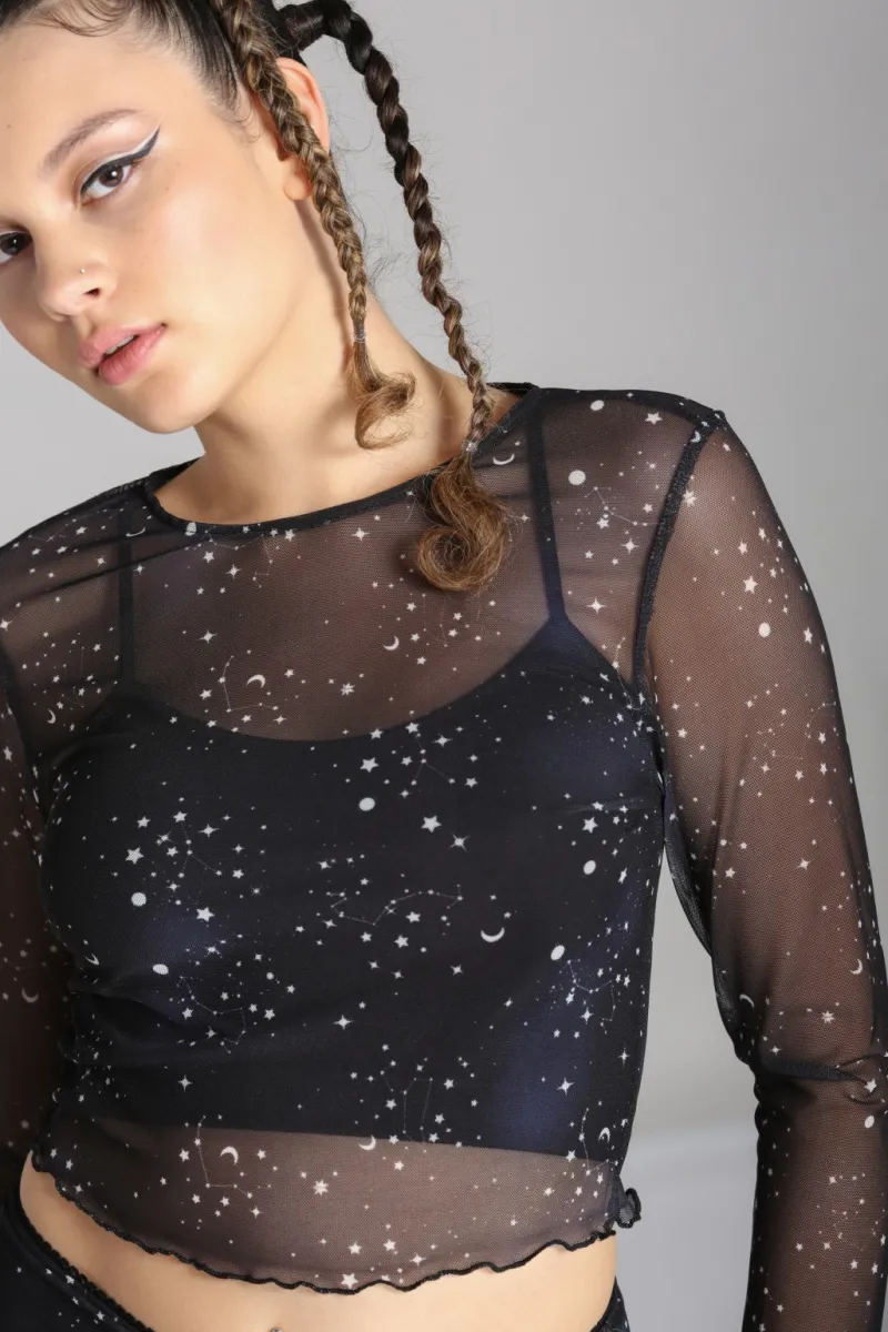 Hell Bunny Tops | Tops>Zodiac Mesh Top Black
